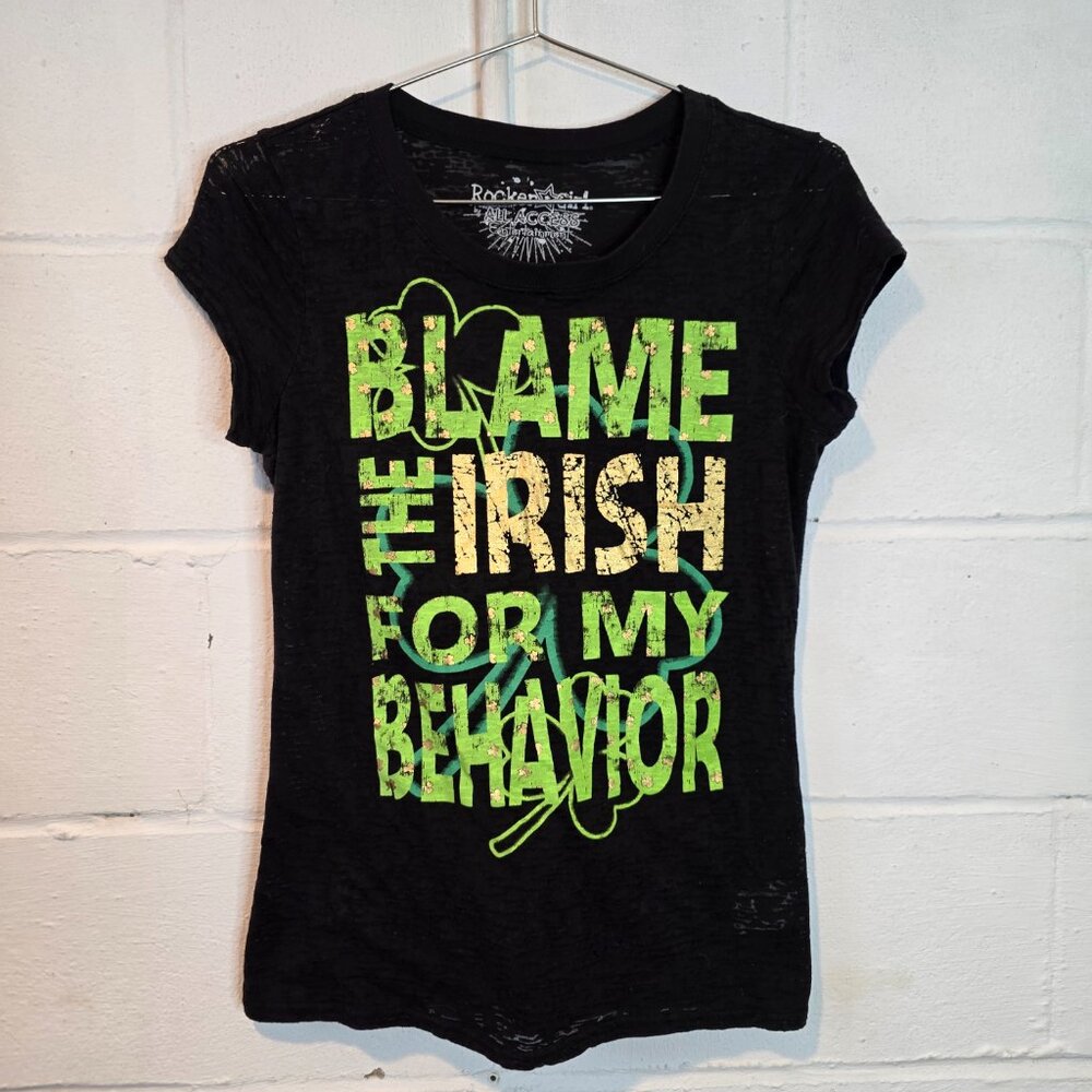y2k McBling Ironic Edgey Skater Emo Goth St. Patrick's Day Irish Babydoll Tee